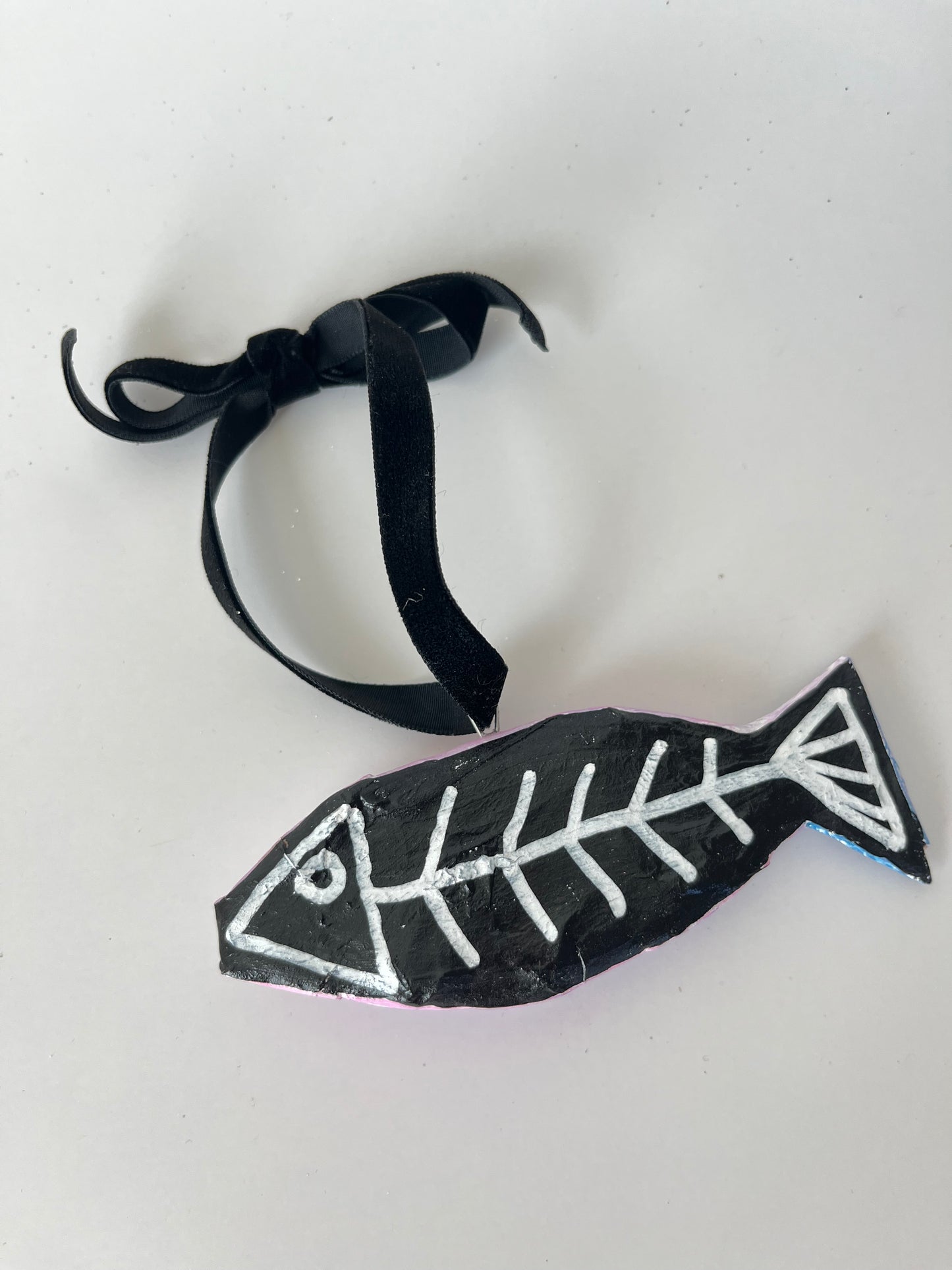 Fish Paper Mache Ornament - Bubbles